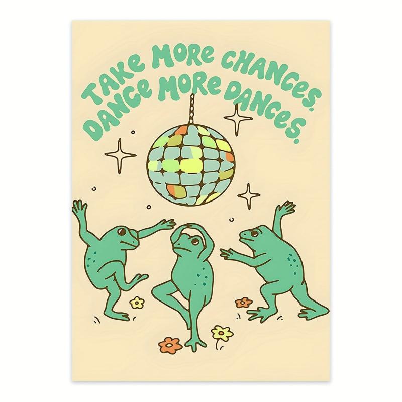Funny Frog & Mushrooms Wall Art Print Canvas Painting
