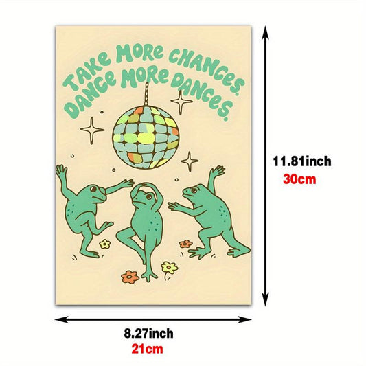 Funny Frog & Mushrooms Wall Art Print Canvas Painting