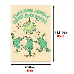 Funny Frog & Mushrooms Wall Art Print Canvas Painting