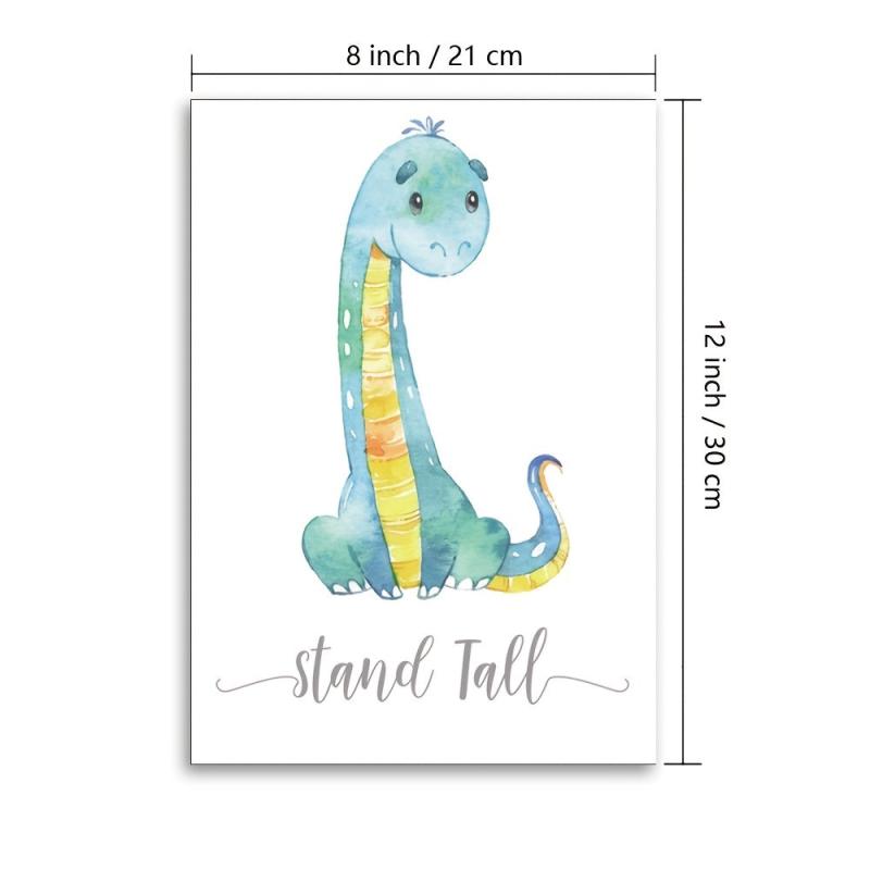 8pcs Watercolor Dinosaur Poster Art 12 x8