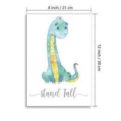 8pcs Watercolor Dinosaur Poster Art 12 x8