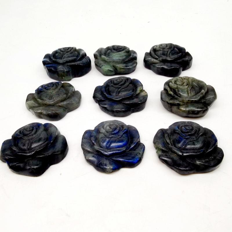 1pc Labradorite Rose Natural Hand Carved Rose Quartz Crystal