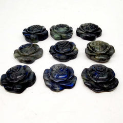 1pc Labradorite Rose Natural Hand Carved Rose Quartz Crystal