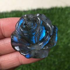 1pc Labradorite Rose Natural Hand Carved Rose Quartz Crystal