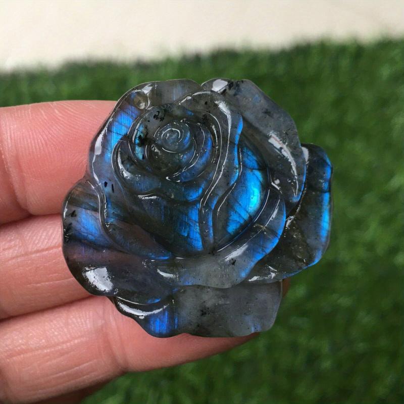 1pc Labradorite Rose Natural Hand Carved Rose Quartz Crystal