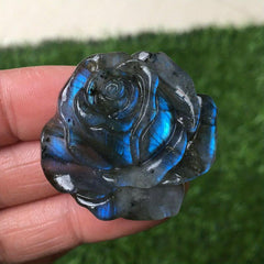1pc Labradorite Rose Natural Hand Carved Rose Quartz Crystal