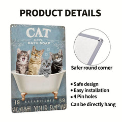 Retro Cats Bath Soap Wash Your Paws Bathroom Wall Decoration Sign