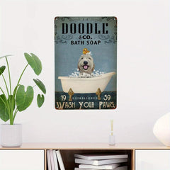 Retro Cats Bath Soap Wash Your Paws Bathroom Wall Decoration Sign