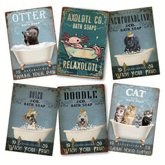 Retro Cats Bath Soap Wash Your Paws Bathroom Wall Decoration Sign
