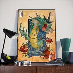 2pcs Vintage Anime Posters Japanese Style Canvas Painting