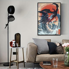 2pcs Vintage Anime Posters Japanese Style Canvas Painting