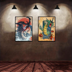 2pcs Vintage Anime Posters Japanese Style Canvas Painting