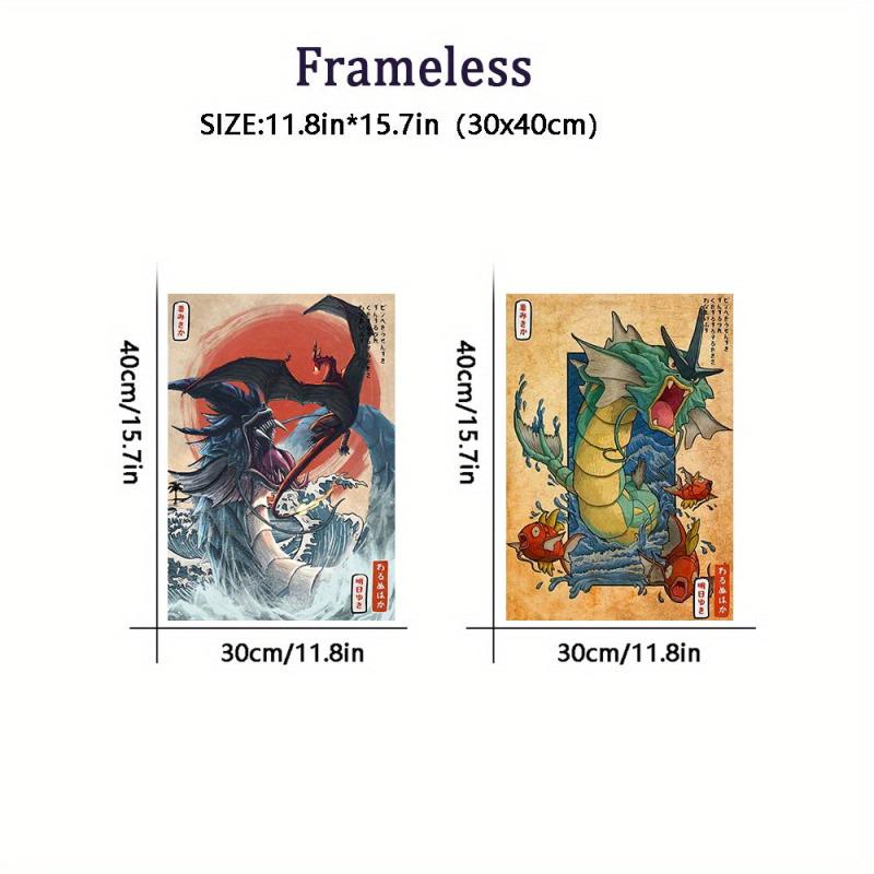 2pcs Vintage Anime Posters Japanese Style Canvas Painting