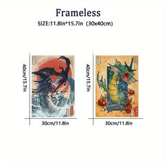 2pcs Vintage Anime Posters Japanese Style Canvas Painting