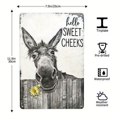 Brown Cow Wearing a Wreath Tin Sign Retro Metal Poster 8x12-Inch