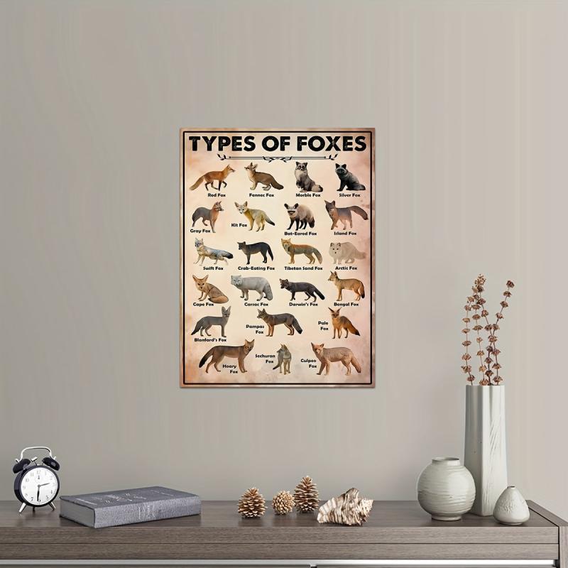 Foxes Poster Canvas Painting Fox Wall Fox Print Fox Art Print Fox Vintage Poster