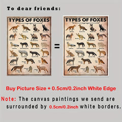 Foxes Poster Canvas Painting Fox Wall Fox Print Fox Art Print Fox Vintage Poster