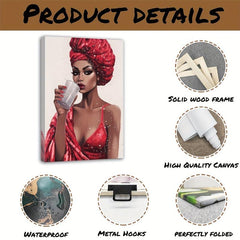 African American Canvas Wall Art Woman Red Dress Portrait Prints