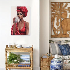 African American Canvas Wall Art Woman Red Dress Portrait Prints
