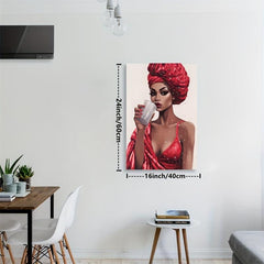 African American Canvas Wall Art Woman Red Dress Portrait Prints