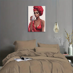 African American Canvas Wall Art Woman Red Dress Portrait Prints