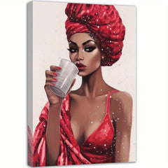African American Canvas Wall Art Woman Red Dress Portrait Prints