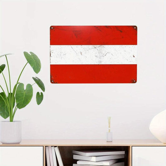 Vintage Metal Sign Austria Flag Poster Wall Decor 12x8 Inch