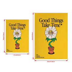 Good Things Take Time Sunflower Wall Print Retro Decor