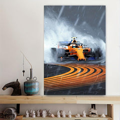 Modern Racing Car Canvas Wall Art - Lando Norris F1 Racing Art Poster