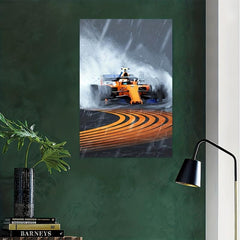Modern Racing Car Canvas Wall Art - Lando Norris F1 Racing Art Poster