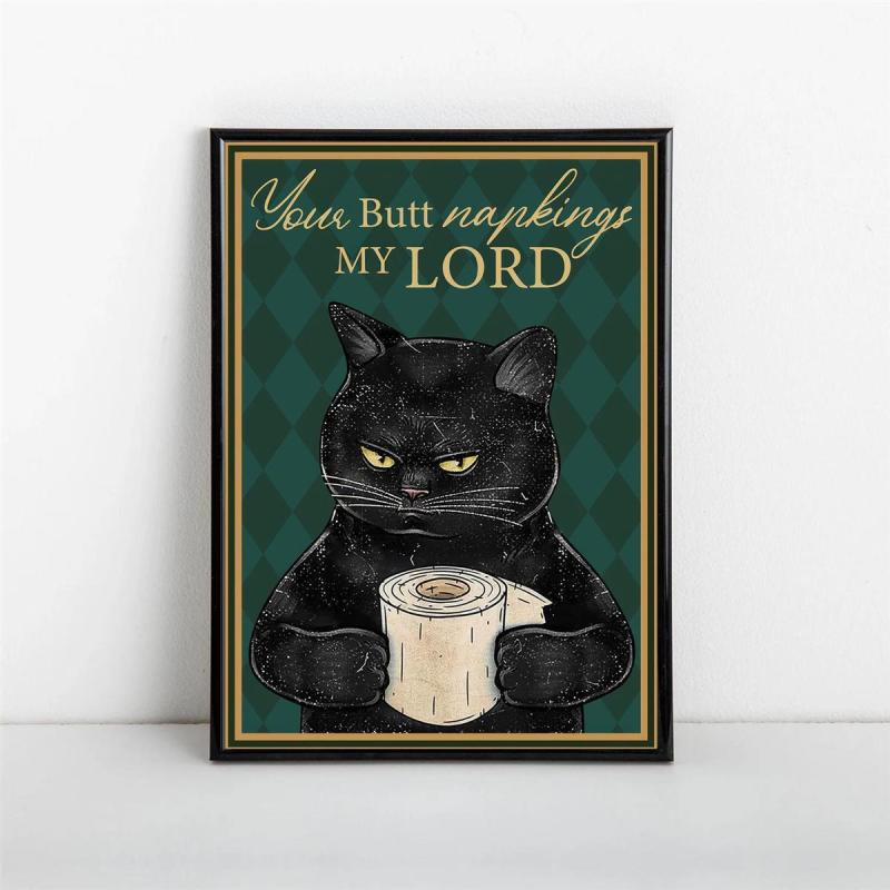 Funny Cat Painting On Canvas Wall Art - Your Butt Napkins My Lord