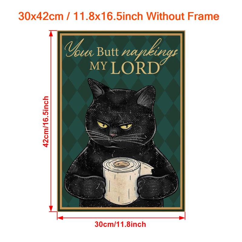 Funny Cat Painting On Canvas Wall Art - Your Butt Napkins My Lord