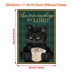 Funny Cat Painting On Canvas Wall Art - Your Butt Napkins My Lord