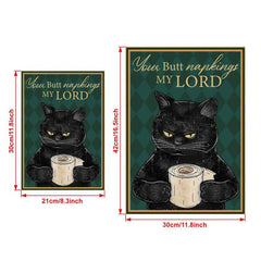 Funny Cat Painting On Canvas Wall Art - Your Butt Napkins My Lord