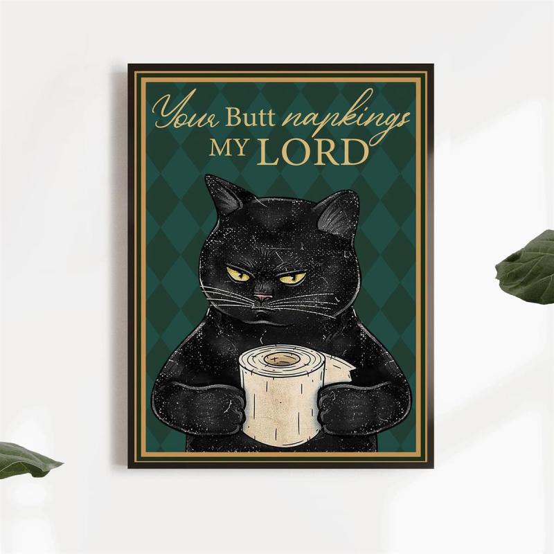 Funny Cat Painting On Canvas Wall Art - Your Butt Napkins My Lord