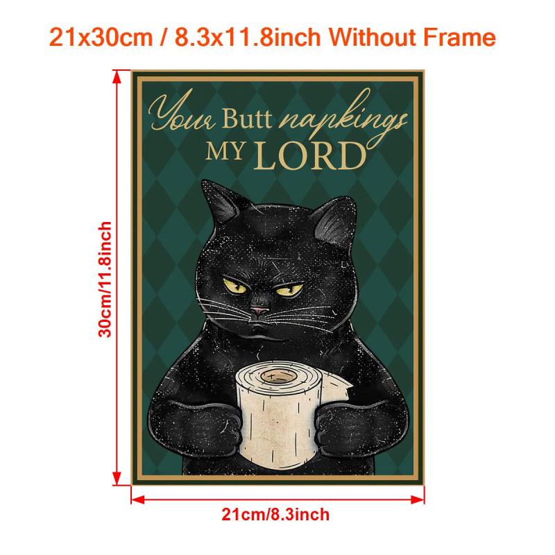 Funny Cat Painting On Canvas Wall Art - Your Butt Napkins My Lord
