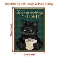 Funny Cat Painting On Canvas Wall Art - Your Butt Napkins My Lord
