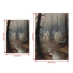 Canvas Poster Ghost Forest Halloween Print Dark Academia Gothic Painting