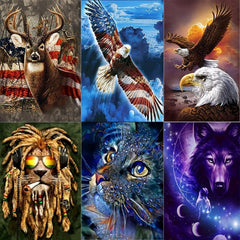 DIY Diamond Painting Cat Wolf Eagle Animal Art 7.87inch 11.81inch
