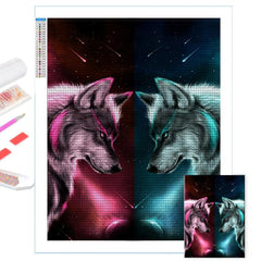 Two Diagonal Wolves Full Diamonds Home Decoration Painting
