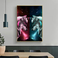 Two Diagonal Wolves Full Diamonds Home Decoration Painting
