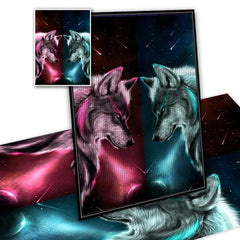 Two Diagonal Wolves Full Diamonds Home Decoration Painting