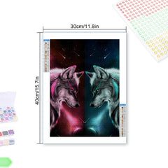 Two Diagonal Wolves Full Diamonds Home Decoration Painting
