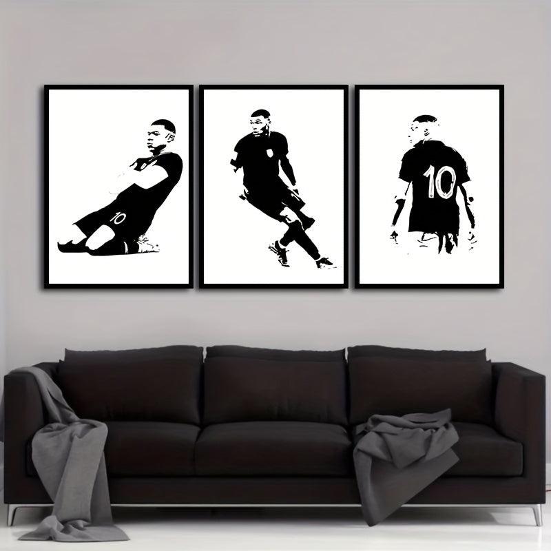 3pcs Football Player Poster Abstract Sports Canvas Painting