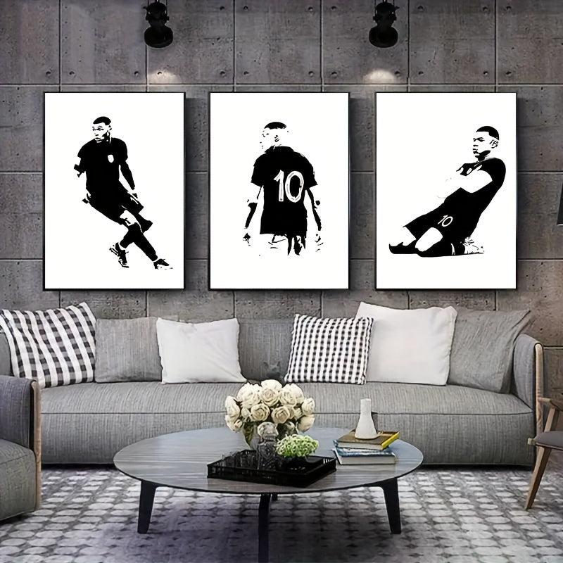 3pcs Football Player Poster Abstract Sports Canvas Painting