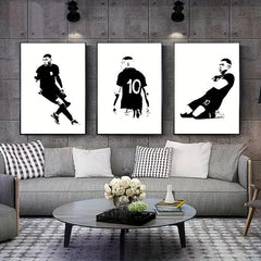 3pcs Football Player Poster Abstract Sports Canvas Painting
