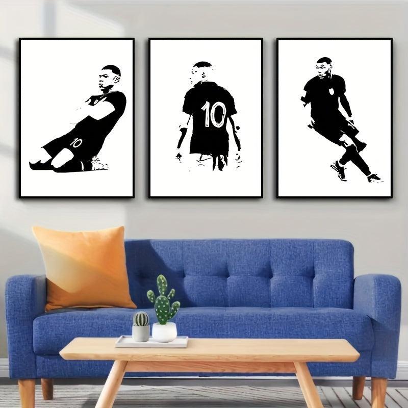 3pcs Football Player Poster Abstract Sports Canvas Painting