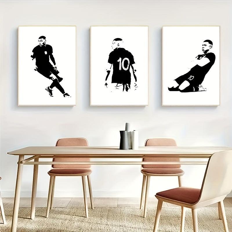 3pcs Football Player Poster Abstract Sports Canvas Painting
