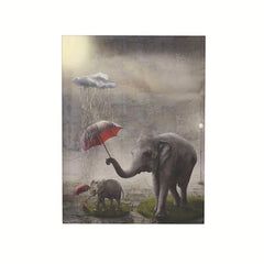 Mother And Baby Elephant Painting On Canvas Wall Art