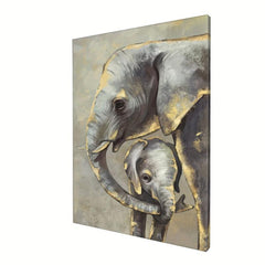 Mother And Baby Elephant Painting On Canvas Wall Art
